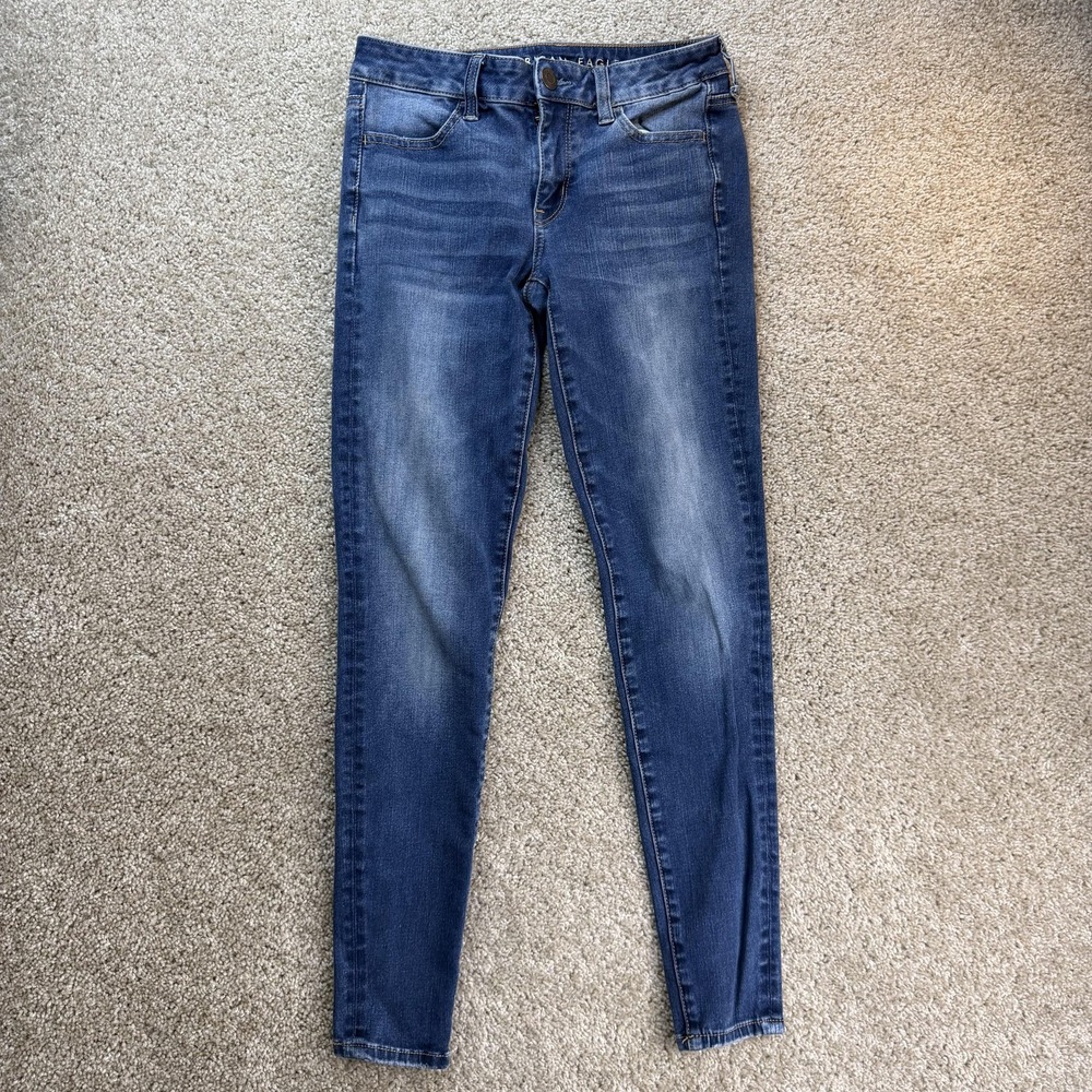 American Eagle Jegging Jeans Womens 4 Long Med Wash Blue Next Level Stretch